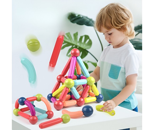 Set 100 Piese Magnetice de Constructie, Flippy, Magnetic Sticks, Bastonase si Bile, 3 Ani, ABS, Magnet, 24 x 18.5 x 14 cm, Multicolor Set 100 Piese Magnetice de Constructie, Flippy, Magnetic Sticks, Bastonase si Bile, 3 Ani, ABS, Magnet, 24 x 18.5 x 14 cm, Multicolor