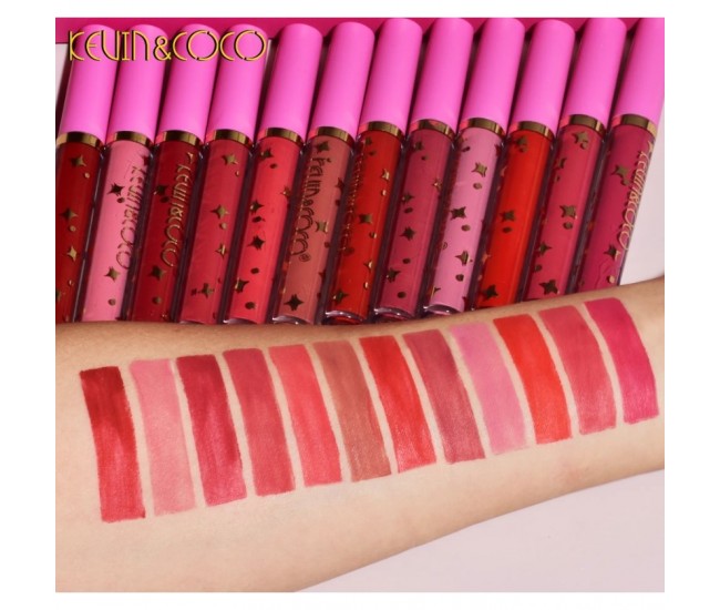 Set 12 Lip Gloss Kevin&Coco, nuante de rosu, rose, nude, cutie dreptunghiulara, 26.5x16.5x2.2 cm, 200 g, multicolor Set 12 Lip Gloss Kevin&Coco, nuante de rosu, rose, nude, cutie dreptunghiulara, 26.5x16.5x2.2 cm, 200 g, multicolor