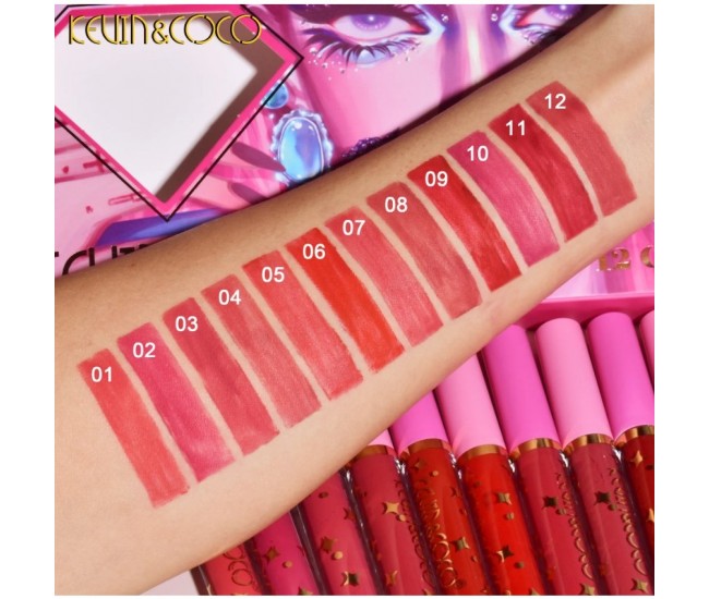 Set 12 Lip Gloss Kevin&Coco, nuante de rosu si rose, cutie dreptunghiulara, 26.5x16.5x2.2 cm, 200 g, multicolor Set 12 Lip Gloss Kevin&Coco, nuante de rosu si rose, cutie dreptunghiulara, 26.5x16.5x2.2 cm, 200 g, multicolor