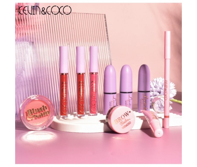 Set 13 piese cosmetice Kevin&Coco, 6 Lip Gloss, 2 Gloss drip, Ceara sprancene, Crema blus, Creion , paleta farduri 50 culori nuante rose/nude/maro, cutie patrata, multicolor Set 13 piese cosmetice Kevin&Coco, 6 Lip Gloss, 2 Gloss drip, Ceara sprancene, Crema blus, Creion , paleta farduri 50 culori nuante rose/nude/maro, cutie patrata, multicolor