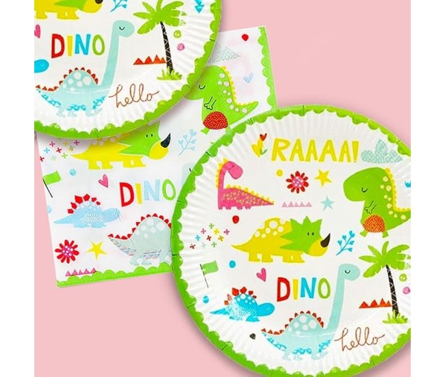 Set 16 Accesorii de Masa, Flippy, Colectia Dino Park, 136 Piese, din Carton/Plastic/Hartie, Multicolor Set 16 Accesorii de Masa, Flippy, Colectia Dino Park, 136 Piese, din Carton/Plastic/Hartie, Multicolor
