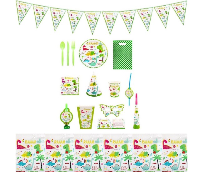 Set 16 Accesorii de Masa, Flippy, Colectia Dino Park, 136 Piese, din Carton/Plastic/Hartie, Multicolor Set 16 Accesorii de Masa, Flippy, Colectia Dino Park, 136 Piese, din Carton/Plastic/Hartie, Multicolor