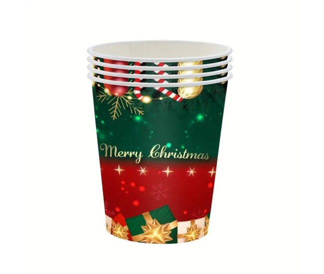 Set 16 Pahare de Unica Folosinta, Flippy, Model Merry Christmas, Tematica de Craciun, 9.14 cm, Rosu Verde Set 16 Pahare de Unica Folosinta, Flippy, Model Merry Christmas, Tematica de Craciun, 9.14 cm, Rosu Verde