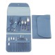 Set 16 Piese de Ingrijire Cosmetica, Flippy, pentru Manichiura, Pedichiura, Fata, Geanta Organizatoare din Piele Ecologica Inclusa, Albastru