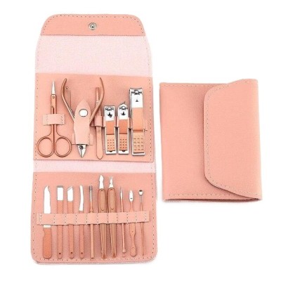 Set 16 Piese de Ingrijire Cosmetica, Flippy, pentru Manichiura, Pedichiura, Fata, Geanta Organizatoare din Piele Ecologica Inclusa, Roz Set 16 Piese de Ingrijire Cosmetica, Flippy, pentru Manichiura, Pedichiura, Fata, Geanta Organizatoare din Piele Ecologica Inclusa, Roz
