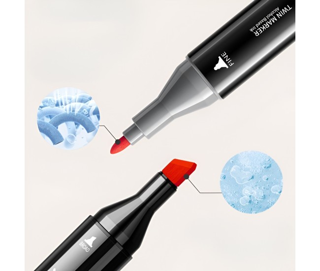 Set 168 Markere cu Alcool Touch Room, Cutie Plastic Inclusa, Flippy, Model 1 Multicolor