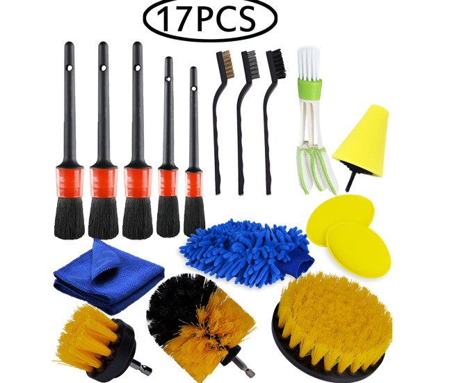Set 17 Accesorii pentru Curatare Auto, Flippy, Interior si Exterior, 4 Capete pentru Bormasina, 5 Pensule, 3 Perii, 1 Laveta, 1 Manusa, 1 Perie Tripla Grilaj, 2 Bureti, Multicolor Set 17 Accesorii pentru Curatare Auto, Flippy, Interior si Exterior, 4 Capete pentru Bormasina, 5 Pensule, 3 Perii, 1 Laveta, 1 Manusa, 1 Perie Tripla Grilaj, 2 Bureti, Multicolor