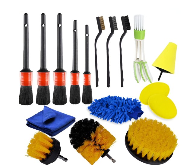 Set 17 Accesorii pentru Curatare Auto, Flippy, Interior si Exterior, 4 Capete pentru Bormasina, 5 Pensule, 3 Perii, 1 Laveta, 1 Manusa, 1 Perie Tripla Grilaj, 2 Bureti, Multicolor Set 17 Accesorii pentru Curatare Auto, Flippy, Interior si Exterior, 4 Capete pentru Bormasina, 5 Pensule, 3 Perii, 1 Laveta, 1 Manusa, 1 Perie Tripla Grilaj, 2 Bureti, Multicolor