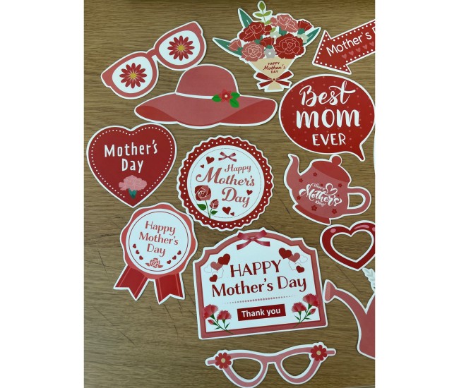 Set 18 Accesorii pentru Petrecere, Flippy, Props pentru Photo Corner, Tematica Ziua Mamei, Multicolor