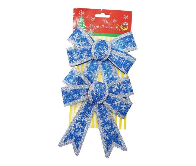 Set 2 fundite pentru brad, Albastre, model de nea, cu margini argintii, 13 x 18 cm, PVC, Flippy Set 2 fundite pentru brad, Albastre, model de nea, cu margini argintii, 13 x 18 cm, PVC, Flippy