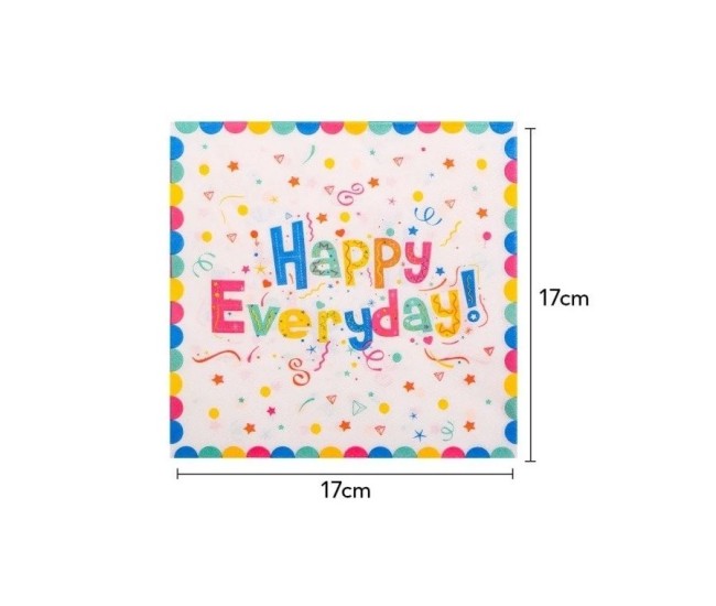 Set 20 de Servetele de Masa, Flippy, Model Happy Everyday, 17 x 17 cm, Multicolor Set 20 de Servetele de Masa, Flippy, Model Happy Everyday, 17 x 17 cm, Multicolor