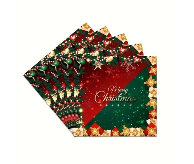 Set 20 de Servetele de Masa, Merry Christmas, Flippy, Tematica Craciun, 16.5 cm, Verde/Rosu Set 20 de Servetele de Masa, Merry Christmas, Flippy, Tematica Craciun, 16.5 cm, Verde/Rosu