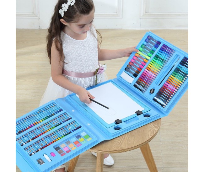 Set 208 Piese, Complet pentru Pictura si Desen, Flippy, Tip Servieta, 3-12 Ani, 32.6 x 27.7 x 6 cm, Albastru Set 208 Piese, Complet pentru Pictura si Desen, Flippy, Tip Servieta, 3-12 Ani, 32.6 x 27.7 x 6 cm, Albastru