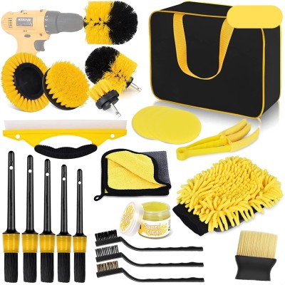 Set 23 Accesorii pentru Curatare Auto, Flippy, din PP si Microfibra, Interior/Exterior, 30 x 24 x 12 cm, Galben/Negru Set 23 Accesorii pentru Curatare Auto, Flippy, din PP si Microfibra, Interior/Exterior, 30 x 24 x 12 cm, Galben/Negru