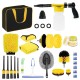 Set 26 Accesorii pentru Curatare Auto, Flippy, din PP si Microfibra, Interior/Exterior, 30.5 x 27.5 x 16 cm, Galben/Negru