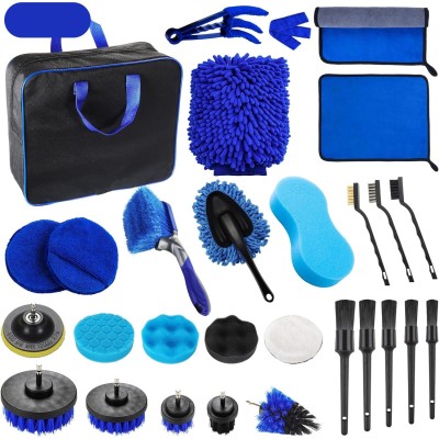 Set 29 Accesorii pentru Curatare Auto, Flippy, din PP si Microfibra, Interior/Exterior, 30 x 24 x 12 cm, Albastru/Negru Set 29 Accesorii pentru Curatare Auto, Flippy, din PP si Microfibra, Interior/Exterior, 30 x 24 x 12 cm, Albastru/Negru