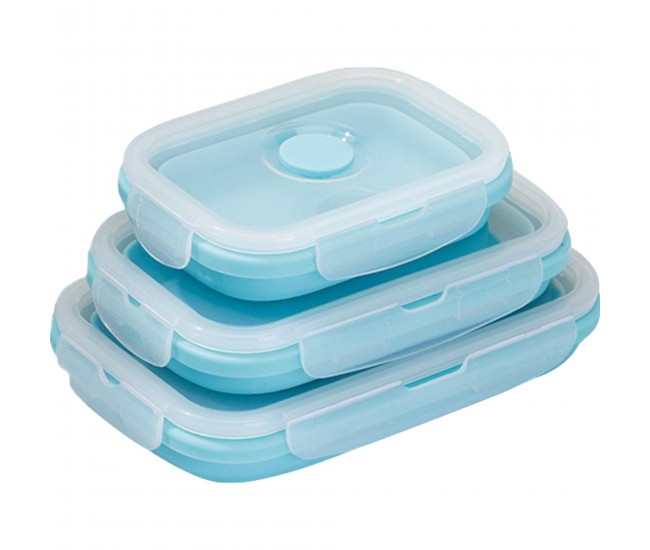 Set 3 caserole pliabile Flippy, din silicon, rezistenta la temperaturi ridicate, usor de depozitat si curatat, 350/500/800 ml, utilizare in cuptorul cu microunde, albastra Set 3 caserole pliabile Flippy, din silicon, rezistenta la temperaturi ridicate, usor de depozitat si curatat, 350/500/800 ml, utilizare in cuptorul cu microunde, albastra