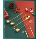 Set 4 Lingurite, Flippy, Tema Craciun, Model Carry The Merry, 4 Modele Tip Pandantiv, din Otel Inoxidabil, 19 x 16 x 2 cm, Multicolor