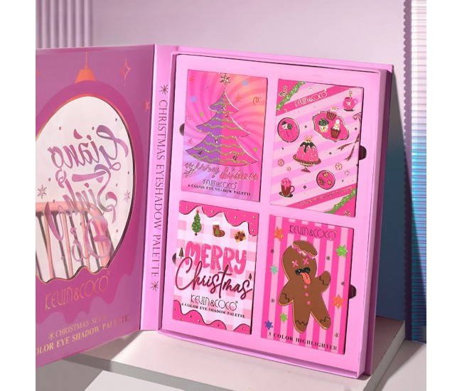 Set 4 Palete de Machiaj, KEVIN & COCO, Christmas Jingle, 21 culori, 27.3 x 20.8 x 2.4 cm Set 4 Palete de Machiaj, KEVIN & COCO, Christmas Jingle, 21 culori, 27.3 x 20.8 x 2.4 cm