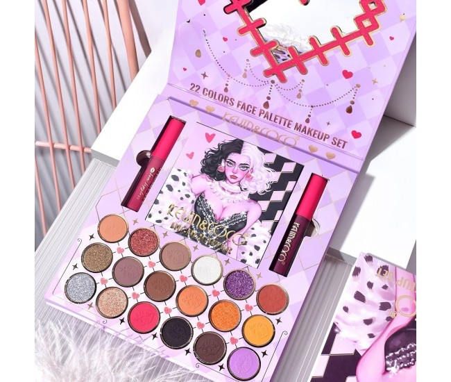 Set 4 Produse de Machiaj, KEVIN & COCO, Black-White Witch, 22 culori, 19.7 x 21.2 x 2.5 cm Set 4 Produse de Machiaj, KEVIN & COCO, Black-White Witch, 22 culori, 19.7 x 21.2 x 2.5 cm