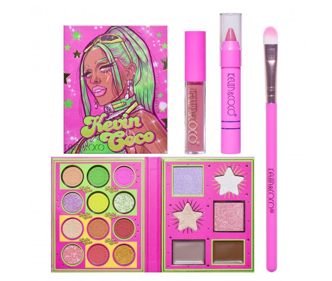 Set 4 Produse de Machiaj, KEVIN & COCO, Green Cool Girl, 18 culori, 20.5 x 18.2 x 2.2 cm Set 4 Produse de Machiaj, KEVIN & COCO, Green Cool Girl, 18 culori, 20.5 x 18.2 x 2.2 cm