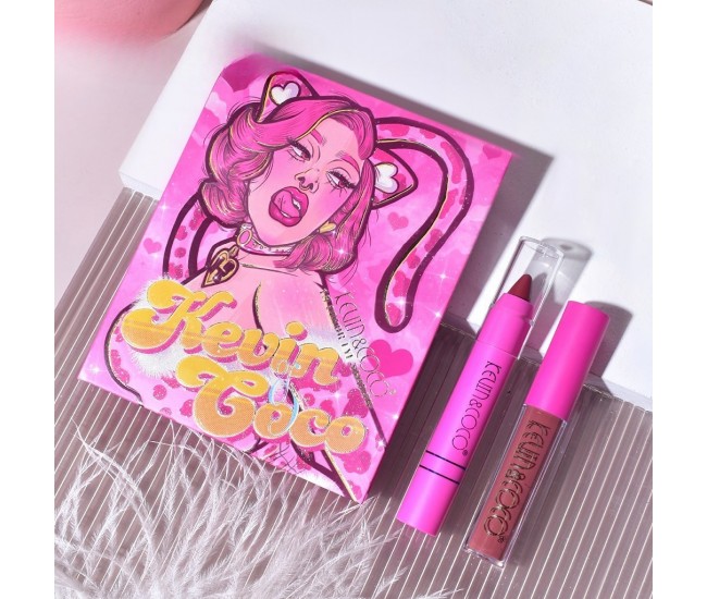 Set 4 Produse de Machiaj, KEVIN & COCO, Pink Loving-heart Leopard Girl, 18 culori, 20.5 x 18.2 x 2.2 cm Set 4 Produse de Machiaj, KEVIN & COCO, Pink Loving-heart Leopard Girl, 18 culori, 20.5 x 18.2 x 2.2 cm