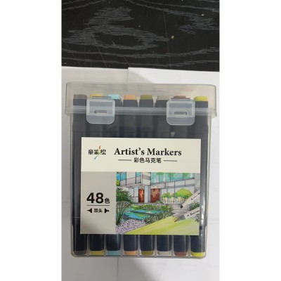 Set 48 Markere cu Alcool Twin Touch, Cutie Plastic Inclusa, Flippy, Multicolor