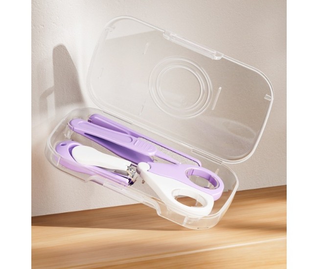 Set 4in1 de Ingrijire Unghii pentru Bebelusi, Flippy, Cutie de Depozitare Transparenta, 0-6 Ani, 13.6x8x2 cm, Mov Set 4in1 de Ingrijire Unghii pentru Bebelusi, Flippy, Cutie de Depozitare Transparenta, 0-6 Ani, 13.6x8x2 cm, Mov