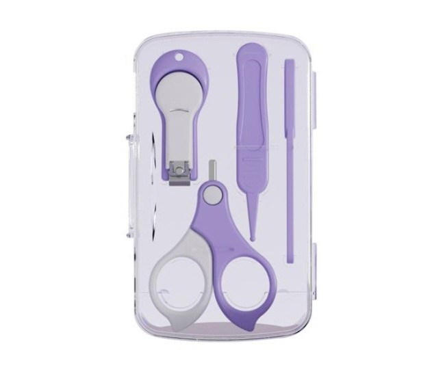 Set 4in1 de Ingrijire Unghii pentru Bebelusi, Flippy, Cutie de Depozitare Transparenta, 0-6 Ani, 13.6x8x2 cm, Mov Set 4in1 de Ingrijire Unghii pentru Bebelusi, Flippy, Cutie de Depozitare Transparenta, 0-6 Ani, 13.6x8x2 cm, Mov