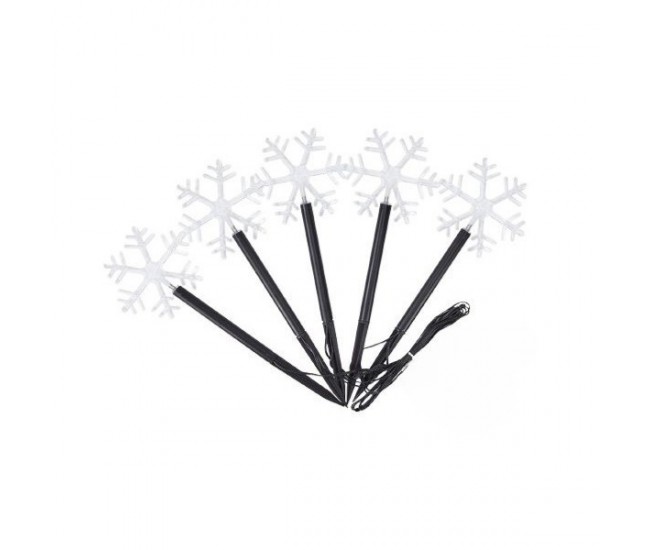 Set 5 Lampi LED cu baterii, de exterior Model Fulg de nea, pentru gradina, Flippy, 35.5 cm, Alb Cald Set 5 Lampi LED cu baterii, de exterior Model Fulg de nea, pentru gradina, Flippy, 35.5 cm, Alb Cald