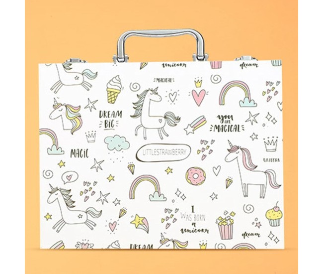 Set 53 Piese pentru Desen si Pictura, Flippy, Tip Servieta, Model Unicorni, 30 x 24 x 5.4 cm, Multicolor Set 53 Piese pentru Desen si Pictura, Flippy, Tip Servieta, Model Unicorni, 30 x 24 x 5.4 cm, Multicolor