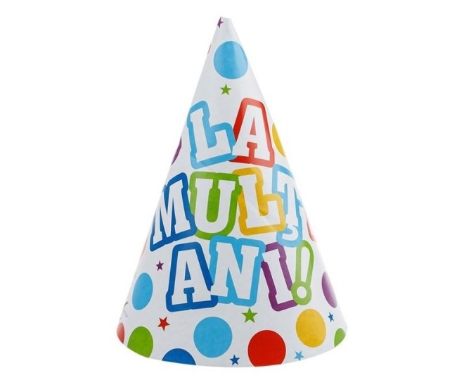 Set 6 Coifuri, Flippy, Petrecere Copii, din Carton, 20 x 13.5 cm, Model 4 La Multi Ani, Multicolor