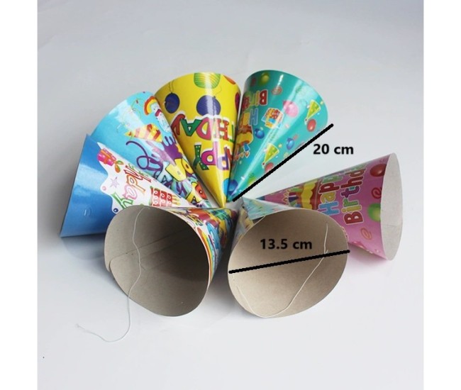 Set 6 Coifuri, Flippy, Petrecere Copii, din Carton, 20 x 13.5 cm, Model 6 Happy Birthday, Multicolor