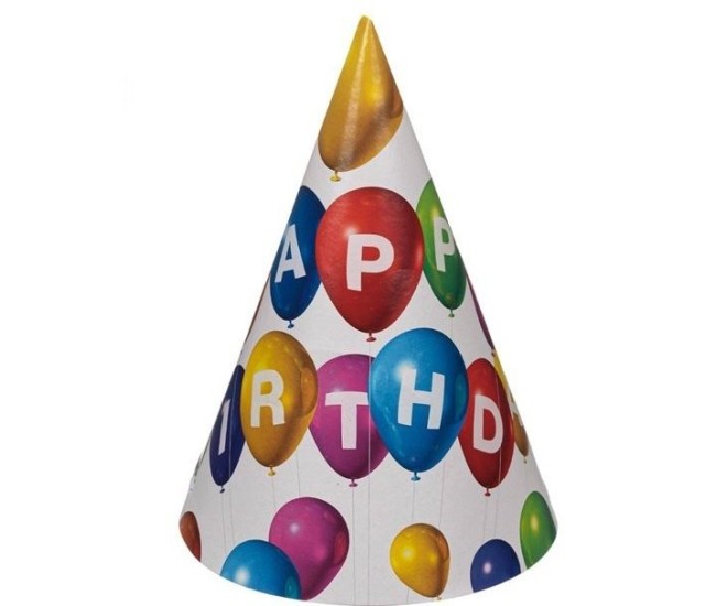 Set 6 Coifuri, Flippy, Petrecere Copii, din Carton, 20 x 13.5 cm, Model 6 Happy Birthday, Multicolor