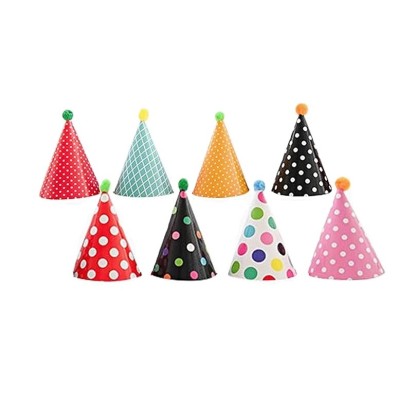 Set 6 Coifuri, Flippy, Petrecere Copii, din Carton, 24 x 13.5 cm, Model cu Buline si Dungi, Multicolor Set 6 Coifuri, Flippy, Petrecere Copii, din Carton, 24 x 13.5 cm, Model cu Buline si Dungi, Multicolor