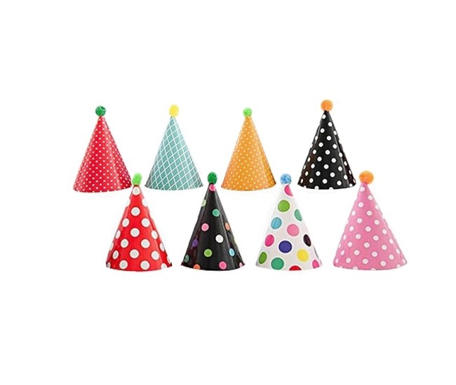 Set 6 Coifuri, Flippy, Petrecere Copii, din Carton, 24 x 13.5 cm, Model cu Buline si Dungi, Multicolor