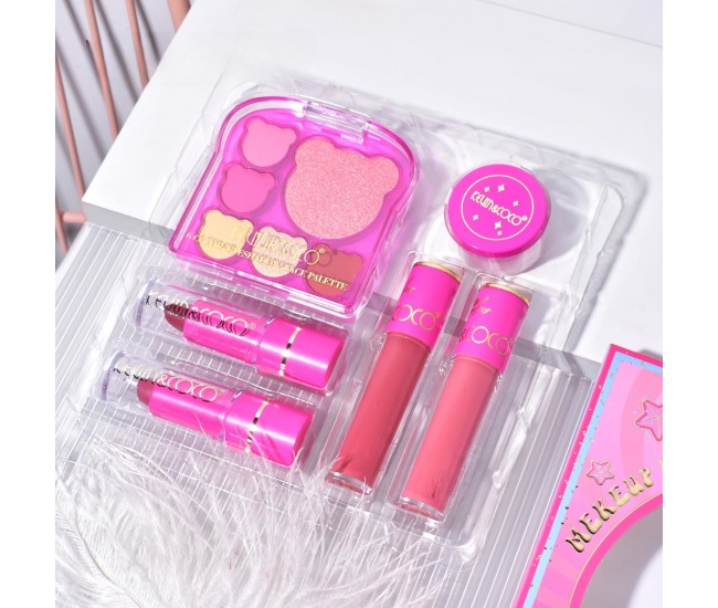 Set 6 Produse de Machiaj, KEVIN & COCO, Pink Bear, 16.2 x 16 x 2.5 cm Set 6 Produse de Machiaj, KEVIN & COCO, Pink Bear, 16.2 x 16 x 2.5 cm