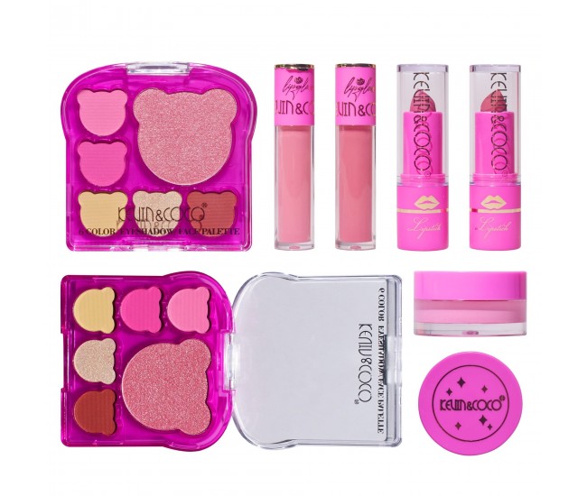 Set 6 Produse de Machiaj, KEVIN & COCO, Pink Bear, 16.2 x 16 x 2.5 cm Set 6 Produse de Machiaj, KEVIN & COCO, Pink Bear, 16.2 x 16 x 2.5 cm