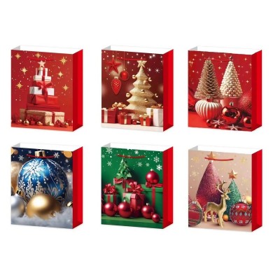 Set 6 Pungi Cadou, Flippy, Imprimeu Tematica Brad de Craciun, Model Random, din Hartie, Impachetare Usoara a Cadourilor, 18.5x22.5x8.5 cm, Multicolor Set 6 Pungi Cadou, Flippy, Imprimeu Tematica Brad de Craciun, Model Random, din Hartie, Impachetare Usoara a Cadourilor, 18.5x22.5x8.5 cm, Multicolor