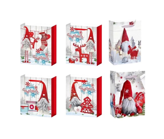 Set 6 Pungi Cadou, Flippy, Imprimeu Tematica Gnomi, Model Random, din Hartie, Impachetare Usoara a Cadourilor, 18.5x22.5x8.5 cm, Multicolor Set 6 Pungi Cadou, Flippy, Imprimeu Tematica Gnomi, Model Random, din Hartie, Impachetare Usoara a Cadourilor, 18.5x22.5x8.5 cm, Multicolor