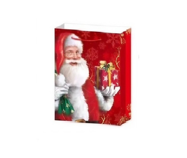 Set 6 Pungi Cadou, Flippy, Imprimeu Tematica Mos Craciun, Model Random, din Hartie, Impachetare Usoara a Cadourilor, 18.5x22.5x8.5 cm, Multicolor