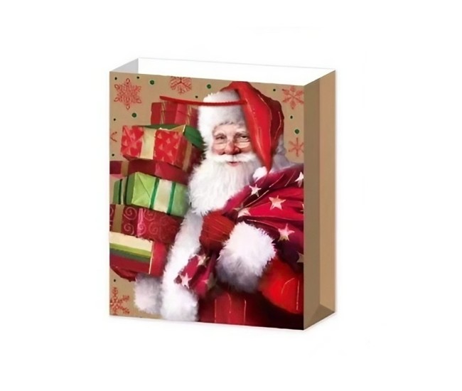 Set 6 Pungi Cadou, Flippy, Imprimeu Tematica Mos Craciun, Model Random, din Hartie, Impachetare Usoara a Cadourilor, 18.5x22.5x8.5 cm, Multicolor