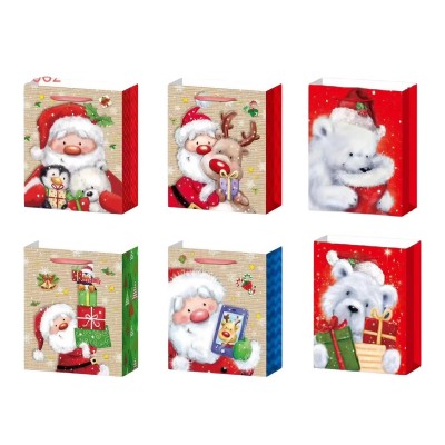 Set 6 Pungi Cadou, Flippy, Imprimeu Tematica Mos Craciun si Ursuleti, Model Random, din Hartie, Impachetare Usoara a Cadourilor, 18.5x22.5x8.5 cm, Multicolor Set 6 Pungi Cadou, Flippy, Imprimeu Tematica Mos Craciun si Ursuleti, Model Random, din Hartie, Impachetare Usoara a Cadourilor, 18.5x22.5x8.5 cm, Multicolor
