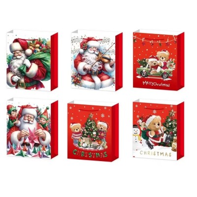 Set 6 Pungi Cadou, Flippy, Imprimeu Tematica Mos Craciun, Ursuleti, Brazi, Model Random, din Hartie, Impachetare Usoara a Cadourilor, 18.5x22.5x8.5 cm, Multicolor Set 6 Pungi Cadou, Flippy, Imprimeu Tematica Mos Craciun, Ursuleti, Brazi, Model Random, din Hartie, Impachetare Usoara a Cadourilor, 18.5x22.5x8.5 cm, Multicolor