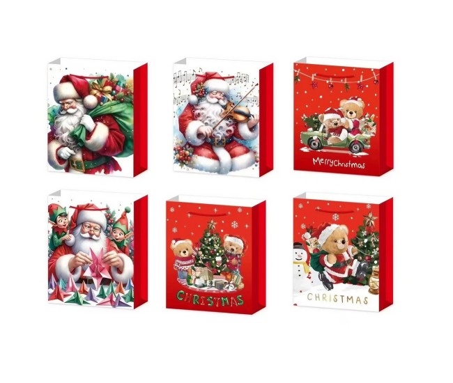 Set 6 Pungi Cadou, Flippy, Imprimeu Tematica Mos Craciun, Ursuleti, Brazi, Model Random, din Hartie, Impachetare Usoara a Cadourilor, 18.5x22.5x8.5 cm, Multicolor Set 6 Pungi Cadou, Flippy, Imprimeu Tematica Mos Craciun, Ursuleti, Brazi, Model Random, din Hartie, Impachetare Usoara a Cadourilor, 18.5x22.5x8.5 cm, Multicolor