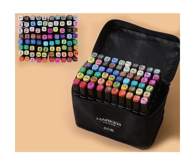 Set 60 Markere, Flippy, pe Baza de Ulei, Dublu Capat, Subtire 1mm si Gros 6 mm, Geanta Depozitare, 15 cm, Multicolor Set 60 Markere, Flippy, pe Baza de Ulei, Dublu Capat, Subtire 1mm si Gros 6 mm, Geanta Depozitare, 15 cm, Multicolor