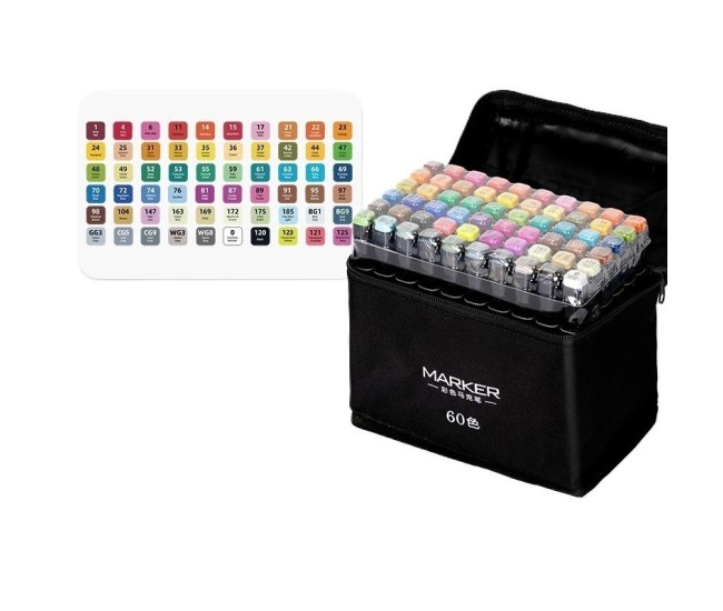 Set 60 Markere, Flippy, pe Baza de Ulei, Dublu Capat, Subtire 1mm si Gros 6 mm, Geanta Depozitare, 15 cm, Multicolor Set 60 Markere, Flippy, pe Baza de Ulei, Dublu Capat, Subtire 1mm si Gros 6 mm, Geanta Depozitare, 15 cm, Multicolor