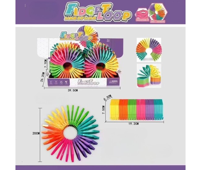 Puzzle pentru copii, Flippy, fidget loop, functie stivuire, bucle, decompresie, curcubeu, 20 cm Puzzle pentru copii, Flippy, fidget loop, functie stivuire, bucle, decompresie, curcubeu, 20 cm
