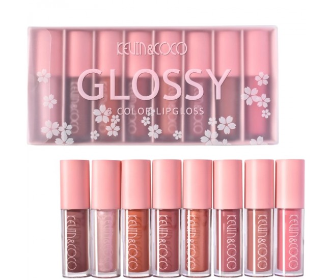 Set 8 Lip Gloss, nunate rose, nude, glosy, cutie dreptunghiulara, 8.3 x 17.5 x 2.7 cm, 181.5 g, multicolor Set 8 Lip Gloss, nunate rose, nude, glosy, cutie dreptunghiulara, 8.3 x 17.5 x 2.7 cm, 181.5 g, multicolor