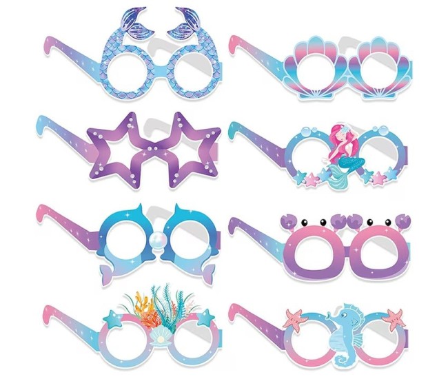 Set 8 Perechi de Ochelari Sirena, Flippy, Colectia Mermaid, Multicolor